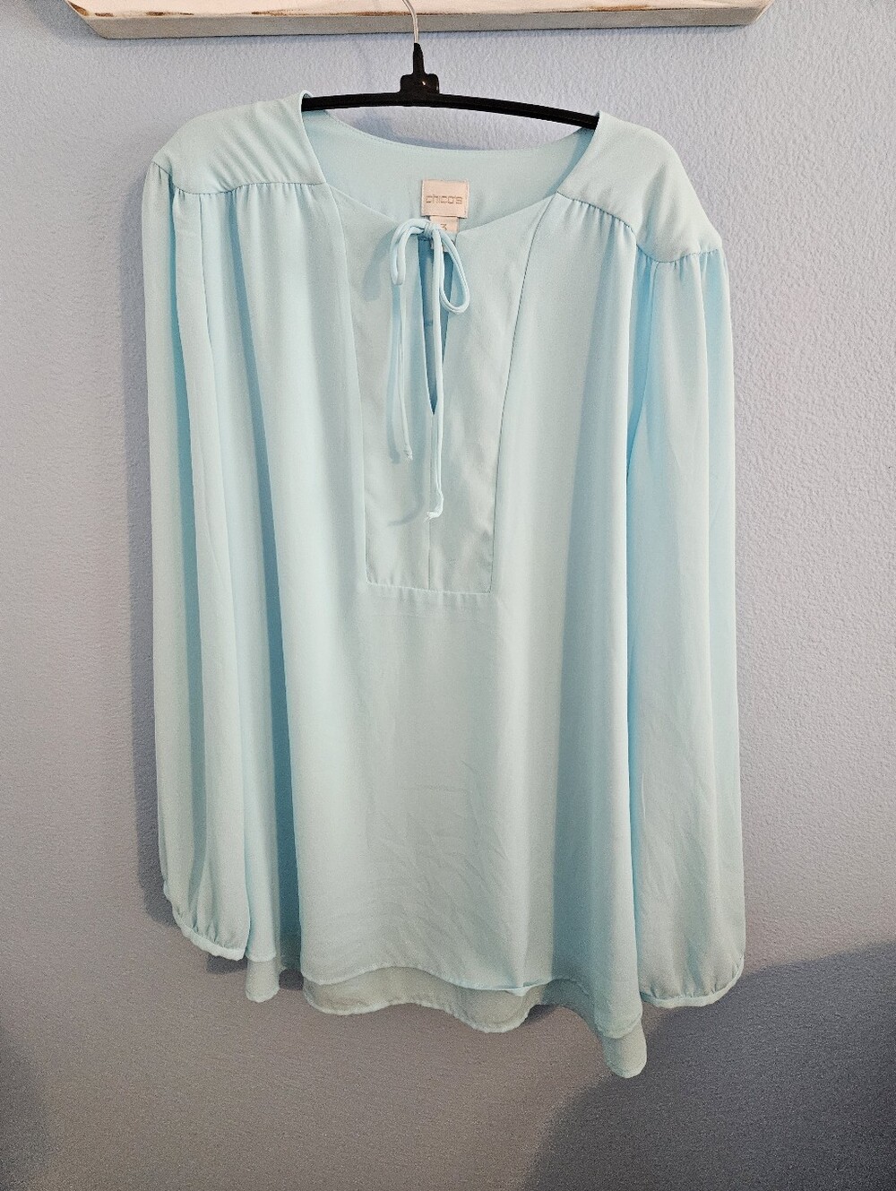 Chico's Pale Blue Tie-Front Tunic Blouse